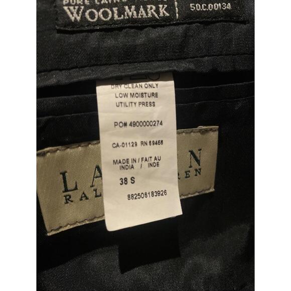 Ralph Lauren Blazer  Mens 38S Black Lined Single Vent 2 Gold Buttons White Label - Picture 5 of 7